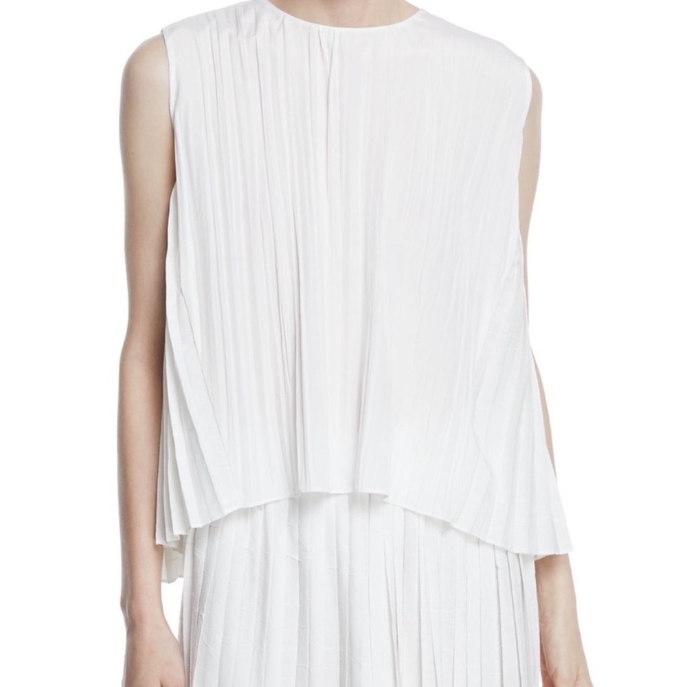 Vince White Pleated Asymmetric Top